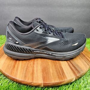 Brooks Adrenaline GTS 23 Shoes Womens 8 Triple Black Running Athletic Sneakers